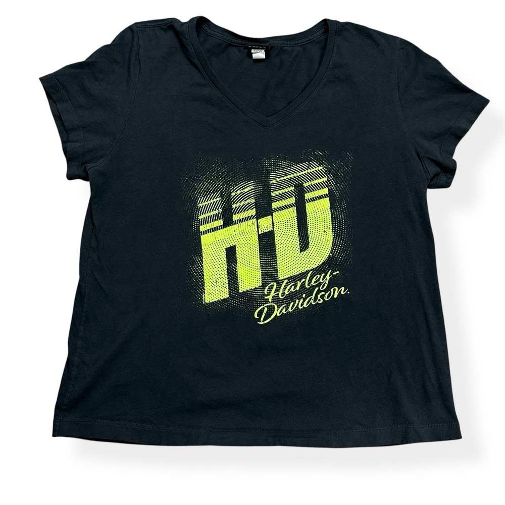 Harley Davidson Women's V-Neck T-Shirt Black Size 2XL Zylstra Ames Iowa